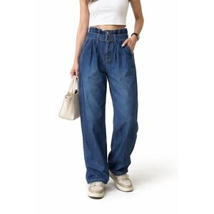 Polo Ralph Lauren Belted Pleated Wide Leg Jeans Indigo Blue 25R RN41381